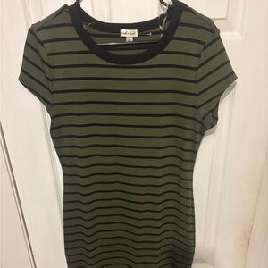 Striped Green and Black T-Shirt Dress